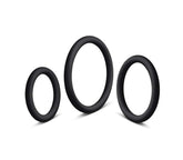 Love In Leather 3 Pack Silicone Cock Rings Set - Black Large - Cock Ring Sets